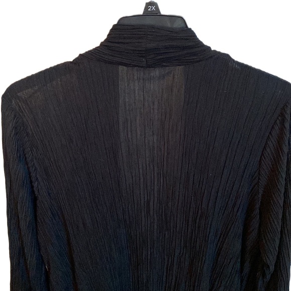 🖤 Ultra Lightweight Long (31”) 3/4 Ruched Sleeve Open Summer Cardigan, Plus 2X - Picture 12 of 15